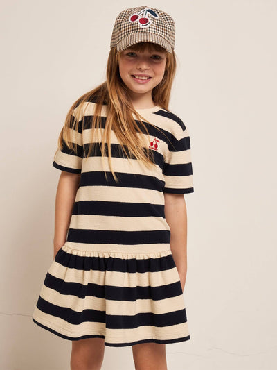 BONPOINT Kids Navy & Off-White Amaia Dress(10Y)