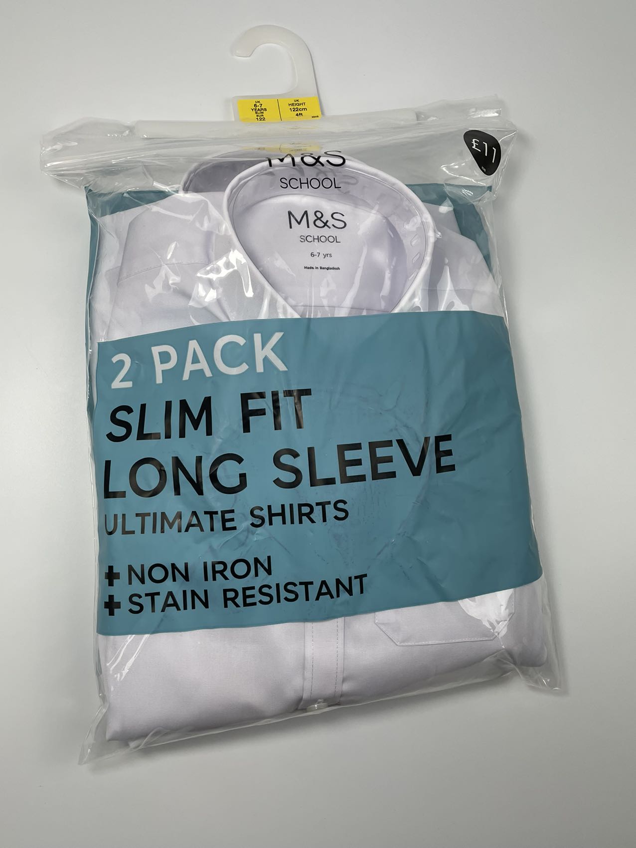 2pk Boy's Slim Fit Non-Iron School Shirts(6-7Y)-Unworn