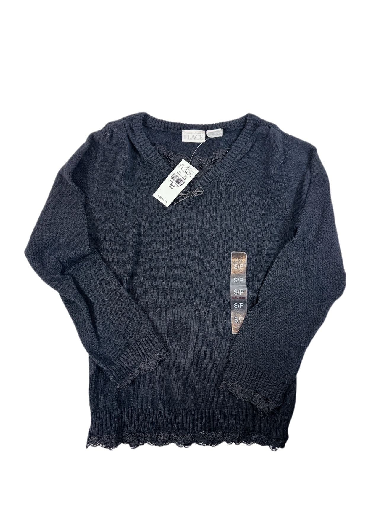 The Children Place Girl Lace Black Sweater(5Y)-Unworn