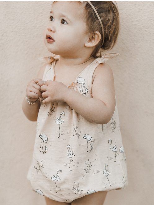 Rylee & Cru Baby/Toddler Flamingo Shoulder Tie Onesie（0-3M）
